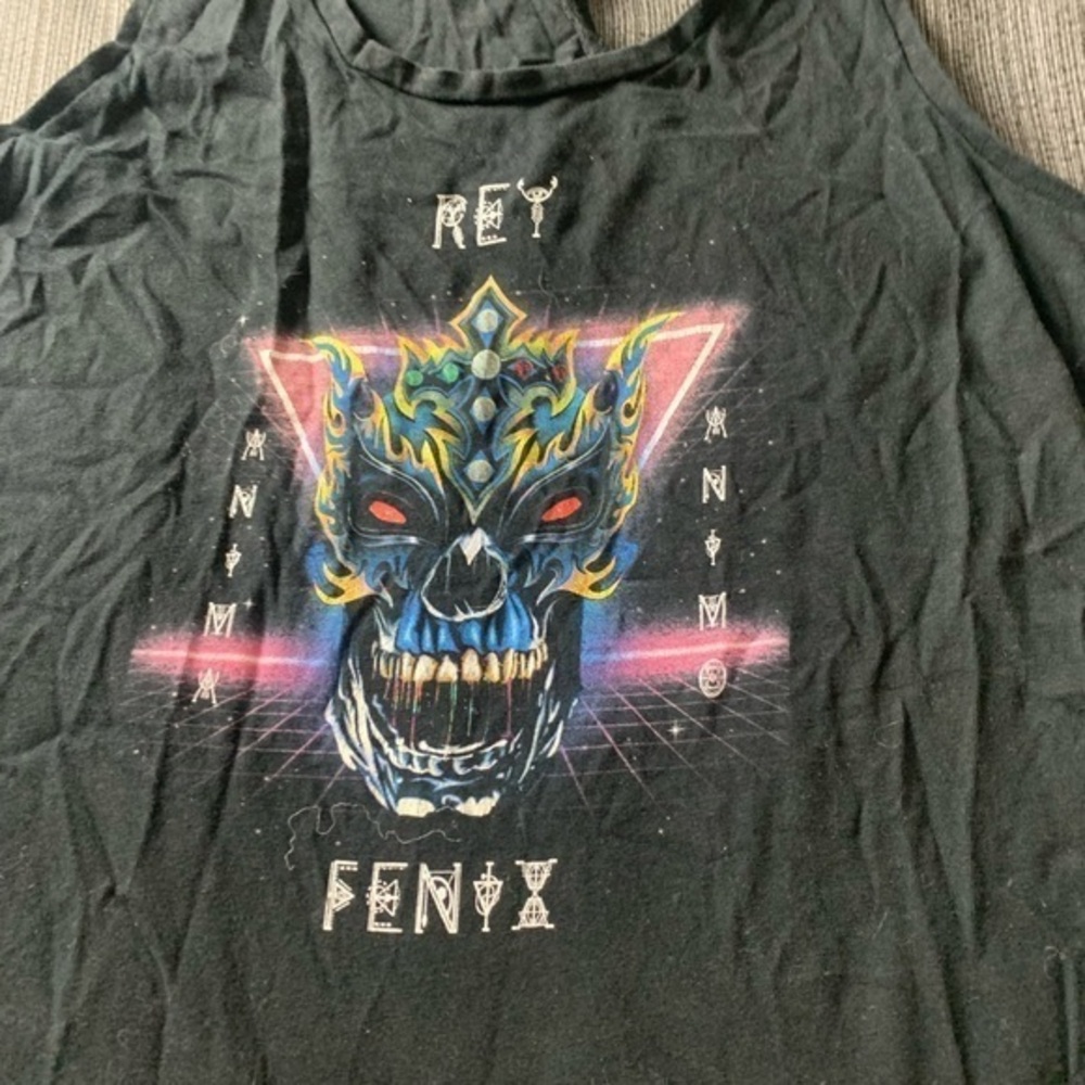 Vintage Evil Villain Rey Fenix Animo Skull Tank Top Black